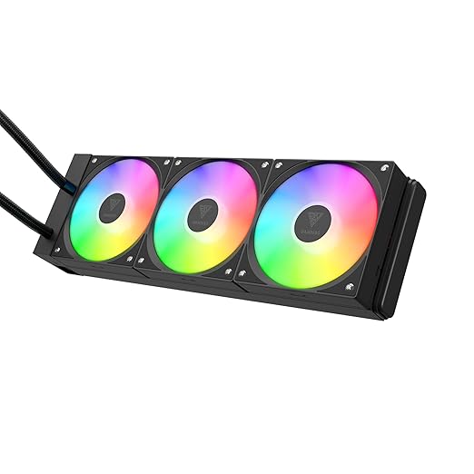 GAMDIAS 360mm AIO CPU Cooler & ARGB Liquid Cooler with Digital Display, Patented 4600RPM Pump, Clean Cable Design, 3X 120mm PWM Fan with MoBo Sync, Intel LGA 1700/1200, AMD AM5/AM4, CHIONE E4-360