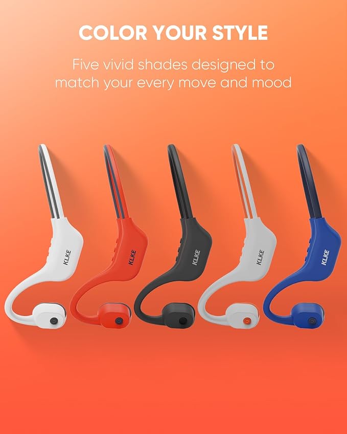 Open-Ear Bone Conduction Headphones, IP66 Waterproof, Integrated Transducer Running Headphones with Dual Mode, Rear Safety Light, 10H Battery,Advanced Mic for Cycling, Hiking & Outdoor Sports