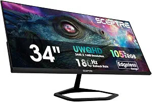 New! Sceptre 34-inch Prime Gaming Monitor 3440 x 1440 up to 180Hz DisplayPort HDMI Build-in Speakers, Machine Black 2027 (E345B-QU180D Series)