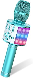 Amazmic Kids Karaoke Microphone Machine Toys for Girls Bluetooth Microphone with LED Light, Christmas Birthday Gift for Girls Boys 3-12+ Years Old (Blue) - Image 1