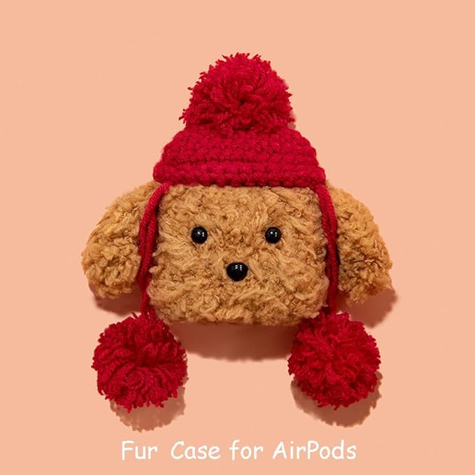 Yatchen Plush Case for AirPods Pro,Cute Fluffy 3D Cartoon Animal Teddy Bear AirPods Pro Cover Furry Hairy Soft TPU Cover Warm Charging Box with Keychain Accessories Anti-Fall Protector