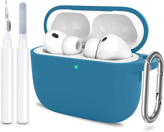 ATUAT for AirPods Pro 3 Case Cover with Cleaner, Protective Soft Silicone Skin with Keychain for Women Men for Apple AirPods Pro 3rd Generation Case(2025), Front LED Visible, Sea Blue