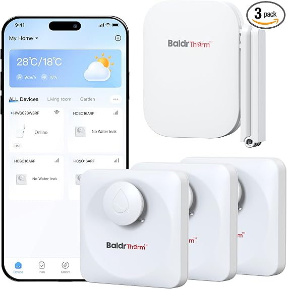 WiFi Water Leak Detector, Hub & Water Leak Sensor 3 Pack, Wireless Siren Alarm & Email & APP Push Notification, Floating Remote Water Leakage Sensors for Basement, Kitchen, Sink, Bathroom, Laundry