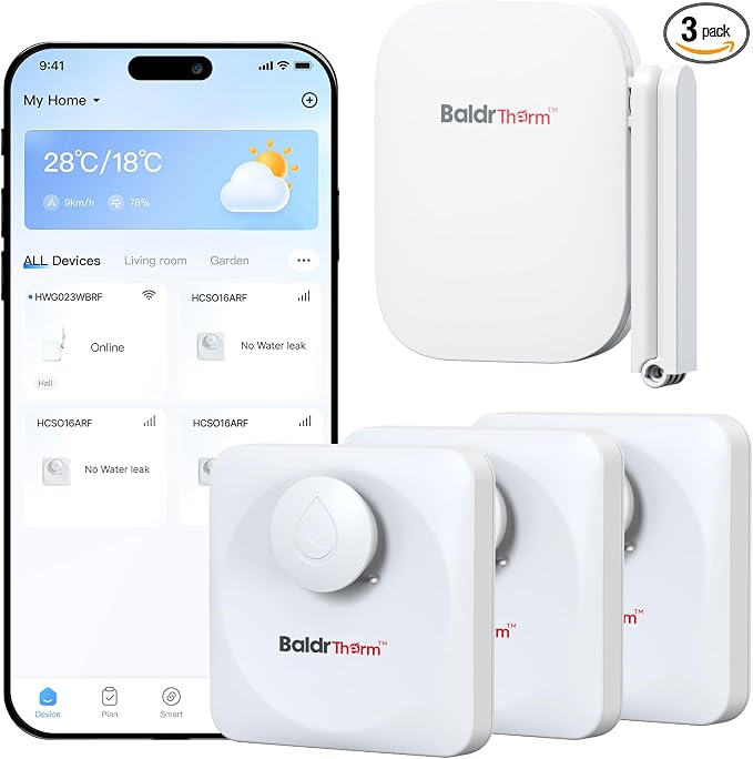 WiFi Water Leak Detector, Hub & Water Leak Sensor 3 Pack, Wireless Siren Alarm & Email & APP Push Notification, Floating Remote Water Leakage Sensors for Basement, Kitchen, Sink, Bathroom, Laundry