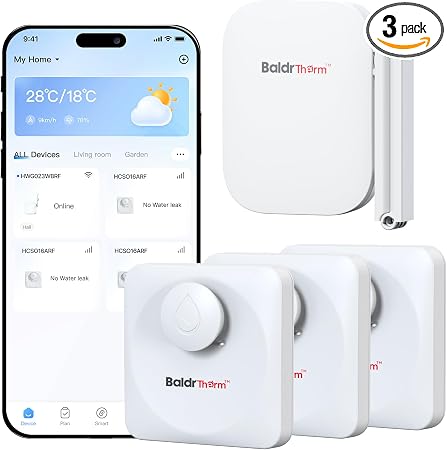 WiFi Water Leak Detector, Hub & Water Leak Sensor 3 Pack, Wireless Siren Alarm & Email & APP Push Notification, Floating Remote Water Leakage Sensors for Basement, Kitchen, Sink, Bathroom, Laundry