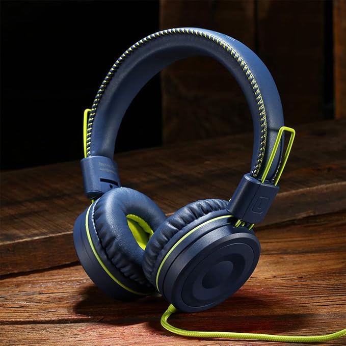 M1 Kids Headphones Wired Headphone for Kids,Foldable Adjustable Stereo Tangle-Free,3.5MM Jack Wire Cord On-Ear Headphone for Children (Blue)