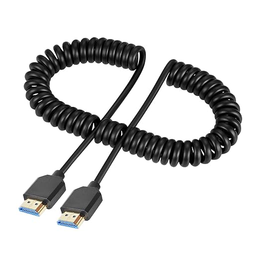 Duttek 8K Coiled HDMI Cable 3FT-8FT, HDMI Coild Cable 48Gbps, Extreme Thin HDMI Male to Male Cable 8K@60Hz Compatible with Monitor, Laptop, UHD TV, PC