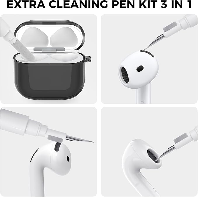 AhaStyle Clear Airpods 4 Case Cover with Cleaning Kit [Anti-Yellowing] Soft TPU Protective Covers Skin Designed for Apple AirPods 4th Generation 2024 Support USB-C Charging Case and Wireless Charging