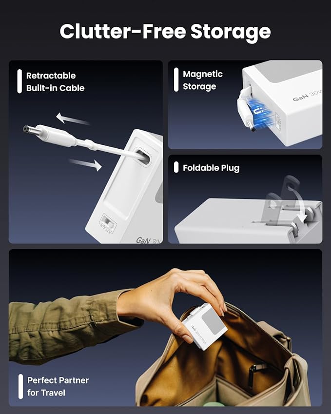 Gitryin 1 DC, 1 Micro USB, 3 Type-C Retractable Wall Chargers and 8-in-1 Desktop Charging Station