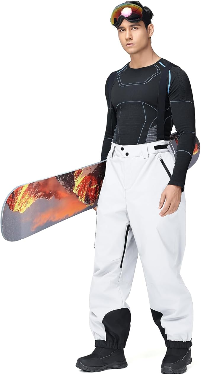 YEEFINE Mens Snow Ski Bibs Pants Baggy Snowboard Overall Insulated Windproof Waterproof Winter Warm Comfy Loose Ski Pants