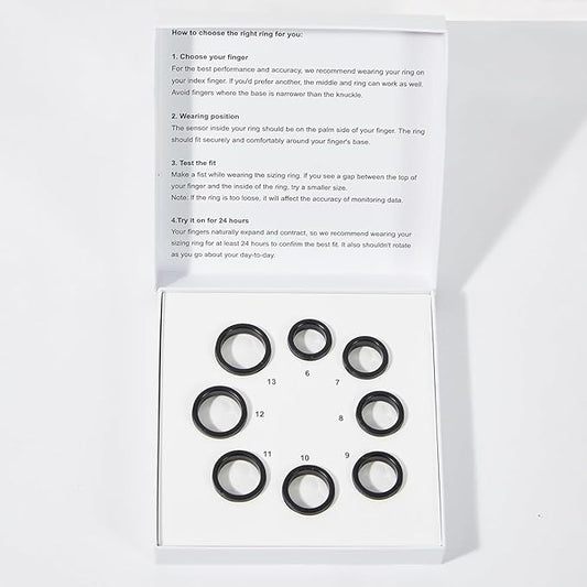 Ring Health Tracker for Women Men, Fit Ring with Heart Rate, Blood Oxygen, Sleep Monitor, Calories, Step Counter, IP68 Waterproof Smart Ring for iPhone & Android, No Subscription Fee (Sizing Kit Only)