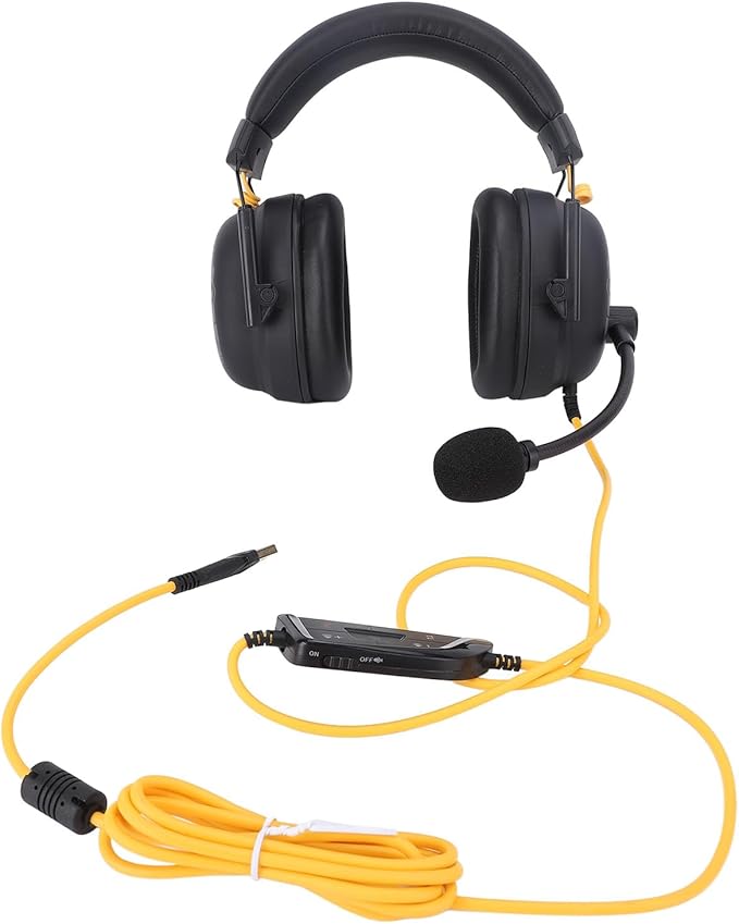 Gaming Headset, 7.1 Surround Sound AI Noise Canceling Mic USB Headset, Wired Gaming Headphones with Custom EQ Lightweight Design for PC Laptop Work Call Center (Black)