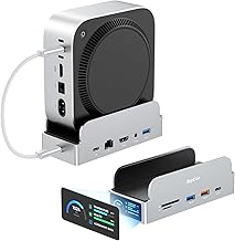 RayCue SmartDock Pro for Mac mini M6, M5 Pro, M4 Dock Stand with M.2 NVMe SSD Enclosure, 4K 60Hz HDMI, 10Gbps USB-C/A, Gigabit Ethernet, SD/TF Card Readers – Space-Saving Vertical Hub - Image 1