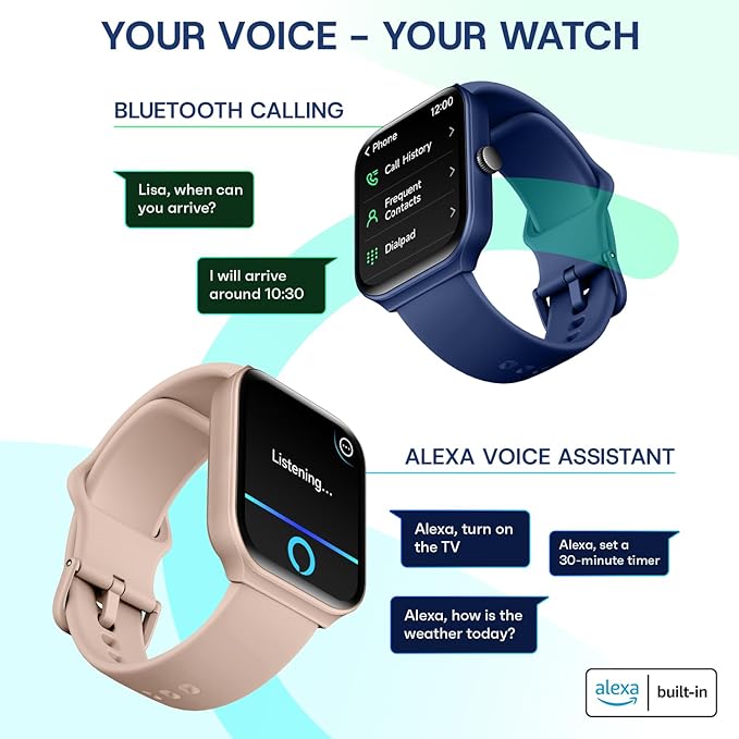 OCTANDRA Inspire VeryFit 1.95" Bluetooth Answer Call Alexa Smart Watch Body Energy Heart Rate HRV Oxygen Saturation Sleep Monitor Step Tracker IP68 Fitness Watches for Men Women (IDW16) (Blue)