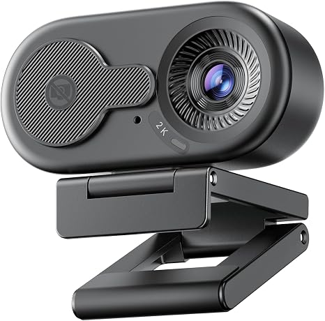 EMEET C100 2K Webcam for PC with Rotating Privacy Cover, Mic & Metal Clip