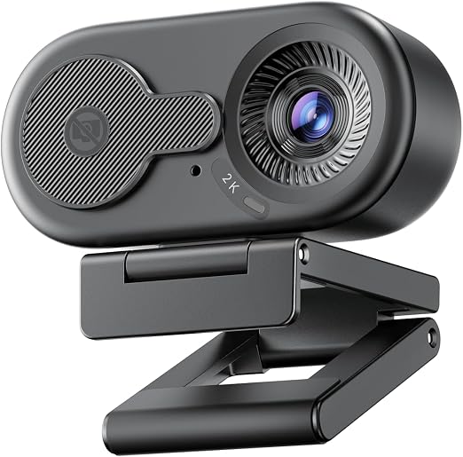 EMEET C100 2K Webcam for PC with Rotating Privacy Cover, Mic & Metal Clip