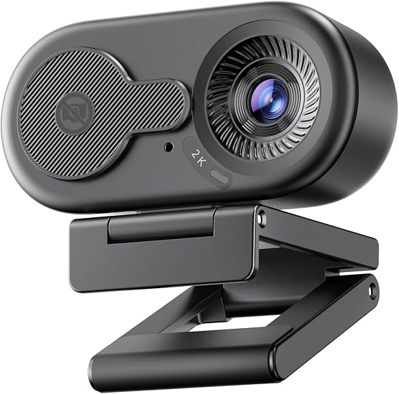 EMEET C100 2K Webcam for PC with Rotating Privacy Cover, Mic & Metal Clip