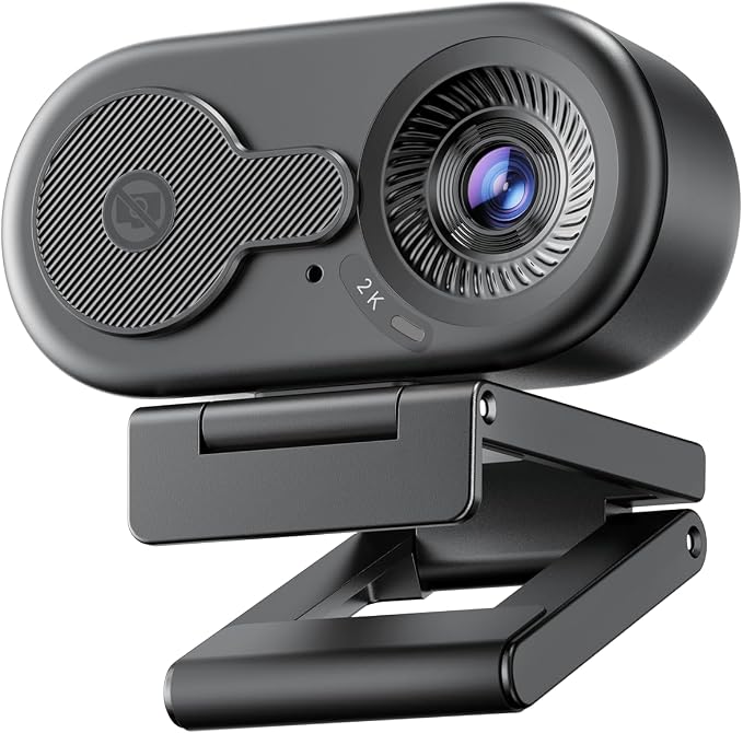 EMEET C100 2K Webcam for PC with Rotating Privacy Cover, Mic & Metal Clip