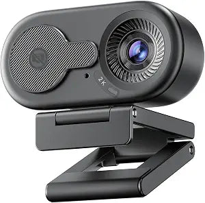 EMEET C100 2K Webcam for PC with Rotating Privacy Cover, Mic & Metal Clip