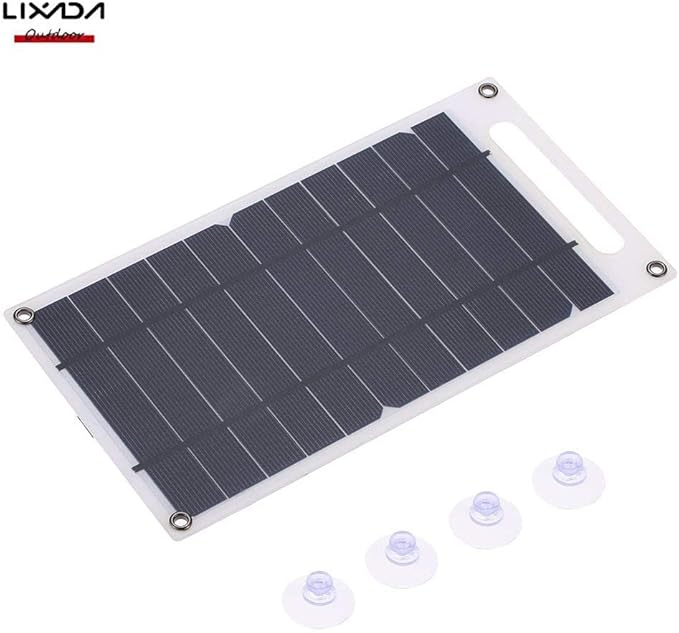 Lixada Solar Panel 7.8 W Ultra Thin Monocrystalline Silicon Solar Panel Charger USB Port for Mobile Phone