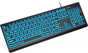 SABLUTE Wired Large Print Backlit Computer Keyboard, K11PRO