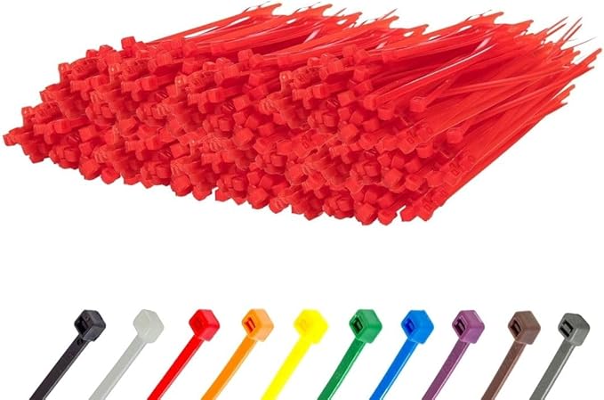 GTSE 4 Inch Red Zip Ties, 1,000 Bulk Pack, 18lb Strength, UV Resistant Small Nylon Cable Ties, Self-Locking 4" Tie Wraps