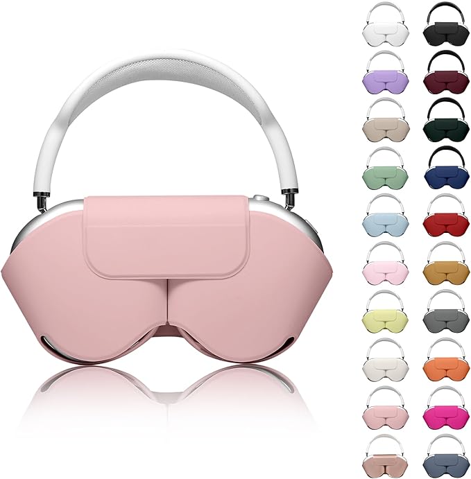 for Apple Airpods Max Case,Headphones Protective Case for AirPod Max Supports Sleep Mode, Anti-Scratch and Anti-Dust,Airpod Pro Max by PU Leather,Pink 2