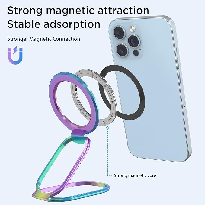MINDSKY Mag-Safe Phone Stand Phone Grip Compatible with iPhone 12/13/14/15 Mini/Pro/Pro Max Accessories Removable Magnetic Finger Phone Ring Grip (Hot Pink)