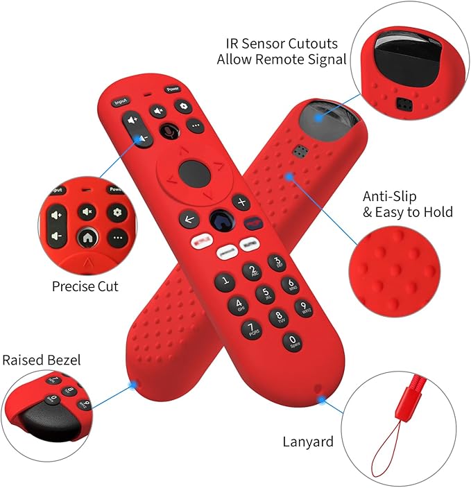 Hi Color Silicone Remote Control Cover for Xumo TV Remote Xumo Stream Box Voice Remote RC3401 Protective Case Sleeve (red)