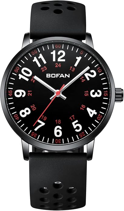 BOFAN Nurse Watch for Medical Professionals,Students,Doctors with Easy to Read Dial,Second Hand and 24 Hour,Soft and Breathable Silicone Band,Water Resistant