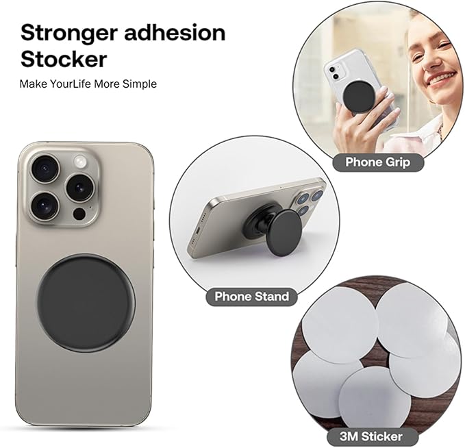 Macaron Solid Color Design Expandable and Collapsible Mobile Phone Grip Stand Holder for Phone Tablet Cell Phone Accessory, White