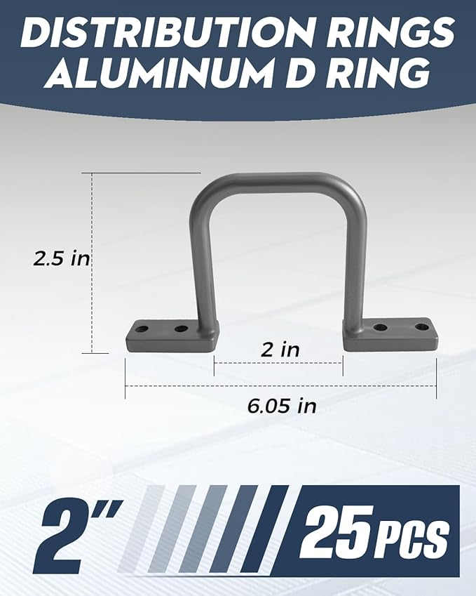 25 Pcs 2 Inch Distribution Rings Aluminum D Ring for Sorting Out Electric Cables, Cable Management, for Commercial and Residential Use, Silver, with A Pair of Gloves