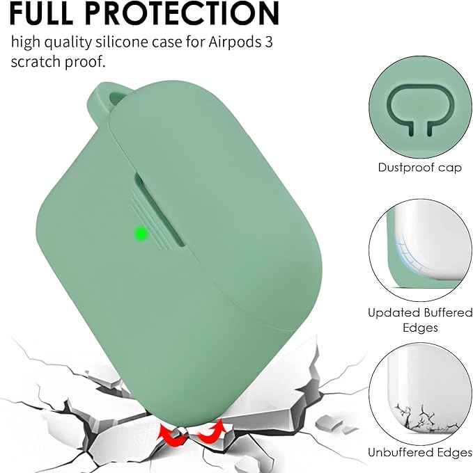 Filoto Silicone Airpod 3rd Generation Case Cover with Bracelet Keychain, Cute Protective Case for Apple Air Pod 3 Wireless Charging Case Women Girl, Cactus Green