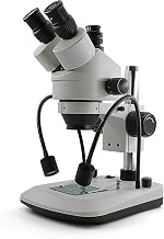 Swift S7-TGL-CA05 Trinocular Stereo Microscope, 7X-45X Zoom, WF10X Eyepieces, Gooseneck & Transmitted LED Lights, Pillar Stand, 110V