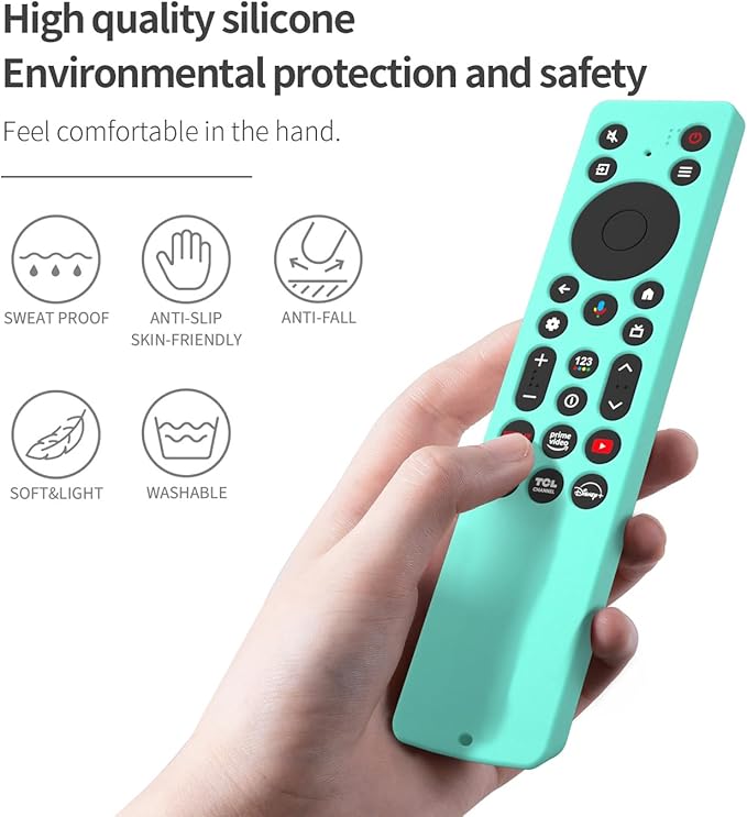 Silicone Cover for TCL RC813A Remote 2025 QM6K Series Remote Silicone Protective Skin Case Anti-Slip Cover with Lanyard (Mint)
