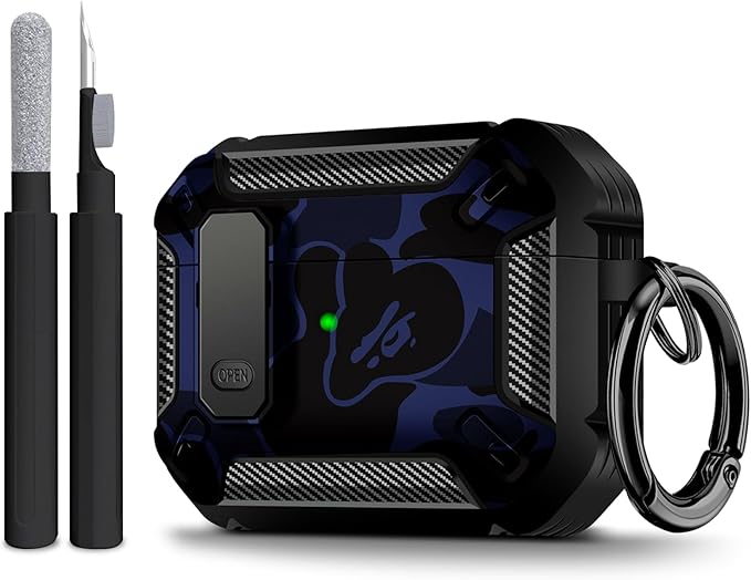 Maxjoy for AirPods Pro 3 Case (2025), Hard Shell Protective Cover Compatible with Airpods Pro 3rd Generation Case with Keychain Cleaner Kit for Men Women, Blue Camo