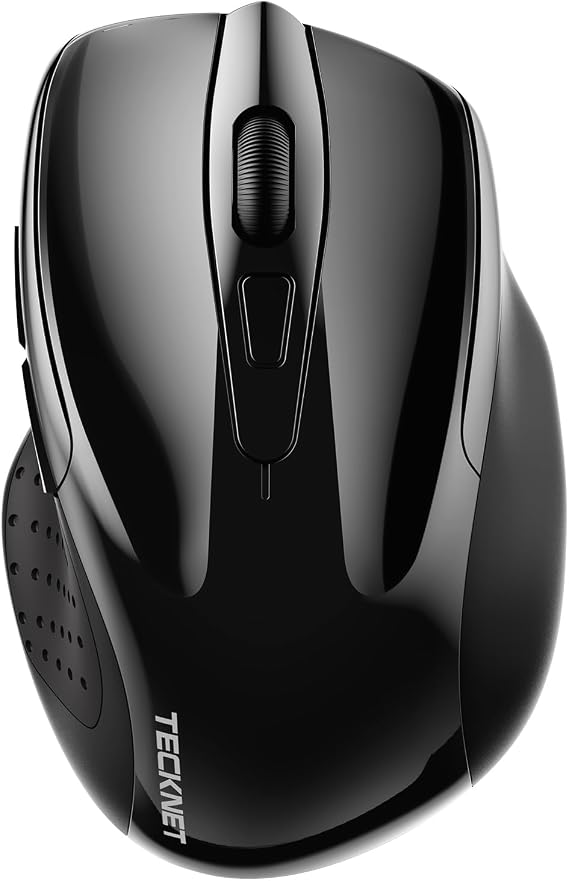 TECKNET Wireless Mouse, BT 5.0/2.4G, Silent 4800 DPI 6 Buttons, Black