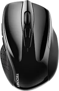 TECKNET Wireless Mouse, BT 5.0/2.4G, Silent 4800 DPI 6 Buttons, Black