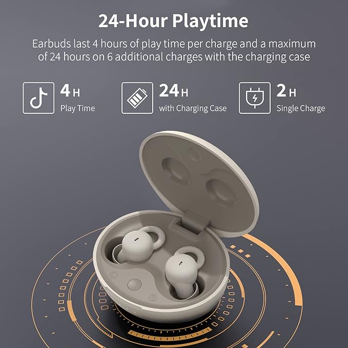 Sleep Earbuds w/Mic, Comfortable Sleeping Headphones Small Design for Side Sleepers Invisible Buds for Sleep Wireless Bluetooth Earphones for Noise Blocking Snoring (Ivory)