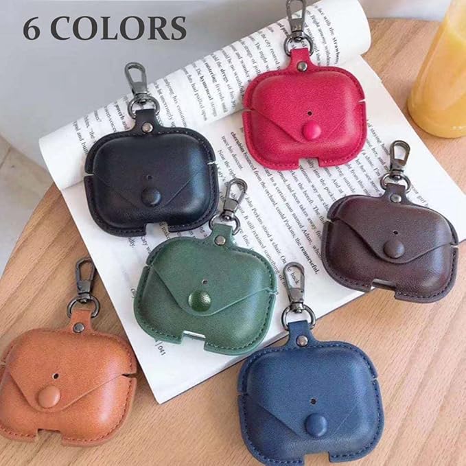 Genuine Leather Case Compatible with AirPods Pro Case 2nd/1st Gen (2023/2022/2019), VOMA Protective Cover for Apple AirPods Pro 2/Pro Wireless Charging Case with Keychain and Snap Lock Brown