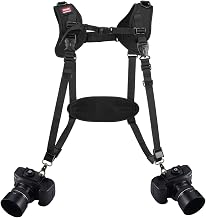 Quick Release Dual Camera Harness With Camera Safety Tether– Double Shoulder Camera Strap for 2 Cameras – Adjustable Length, Camera Straps for Photographers Camera Belt for DSLR SLR Camera (Style-A) - Image 1