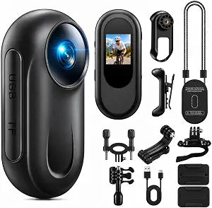 Mini Body Camera 1080P, 512G Thumb Size Body Camera with Audio and Display, Wearable POV Video Recorder with 360° Rotating Clip & Magnetic Clip for Vlogging, Travel, Cycling, Pet Walking, No SD Card