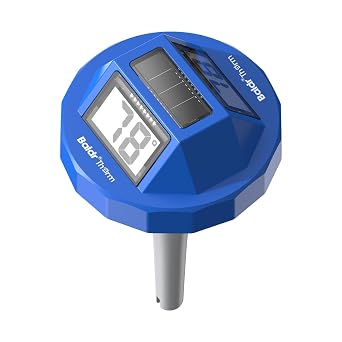 BaldrTherm Pool Thermometer Digital Floating, Swimming Pool Water Temperature Sensor, Solar Powered | Easy Read | High Precision | Anti-Fog, for Hot Tub, Spa & Ice Bath (Blue)