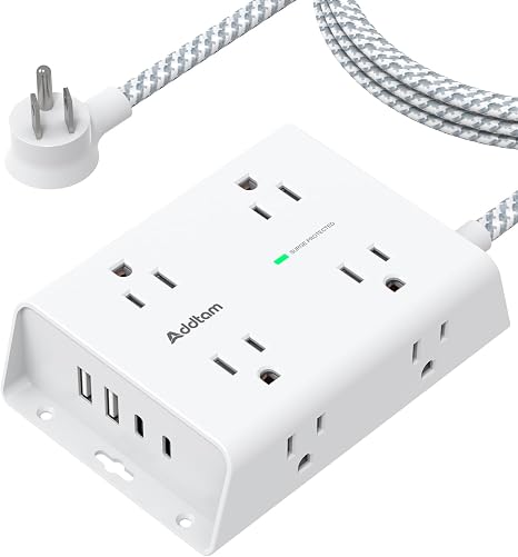 Addtam Surge Protector Power Strip with 8 Outlets and 4 USB Ports (2 USB C)