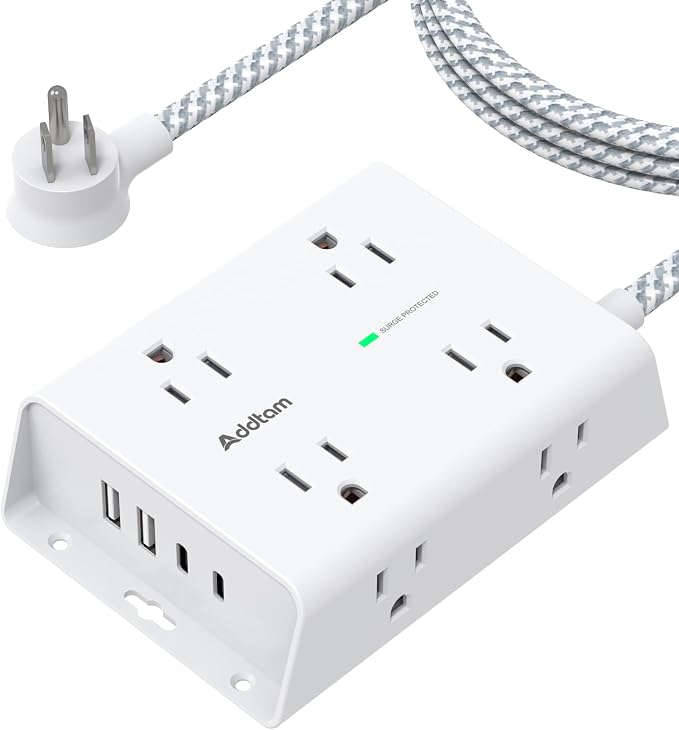 Addtam Surge Protector Power Strip with 8 Outlets and 4 USB Ports (2 USB C)
