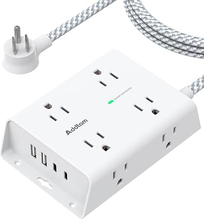 Addtam Surge Protector Power Strip with 8 Outlets and 4 USB Ports (2 USB C)