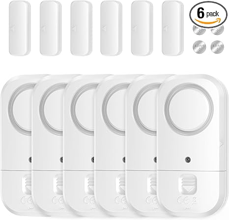 Door Window Alarm Sensors - Door Alarms for Kids Safety, Door Alarms for Home Security, for Home, Office, Store, Garage, Dorm Room, Apartment, RV, White, 6 Pack