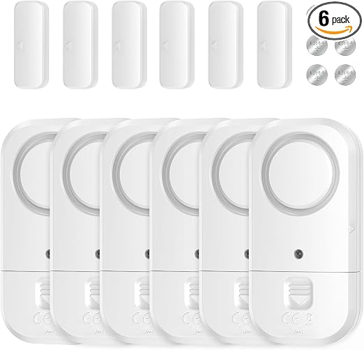 Door Window Alarm Sensors - Door Alarms for Kids Safety, Door Alarms for Home Security, for Home, Office, Store, Garage, Dorm Room, Apartment, RV, White, 6 Pack