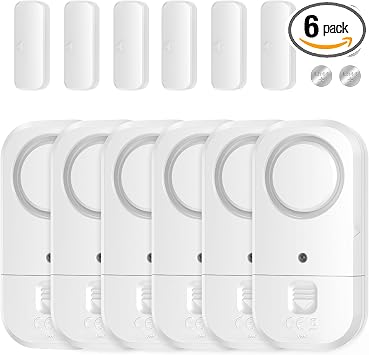 Door Window Alarm Sensors - Door Alarms for Kids Safety, Door Alarms for Home Security, for Home, Office, Store, Garage, Dorm Room, Apartment, RV, White, 6 Pack