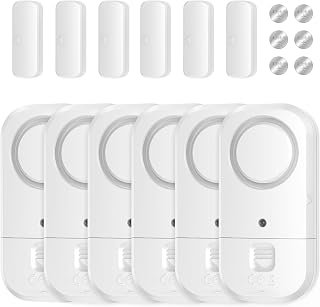 Door Window Alarm Sensors - Door Alarms for Kids Safety, Door Alarms for Home Security, for Home, Office, Store, Garage, Dorm Room, Apartment, RV, White, 6 Pack